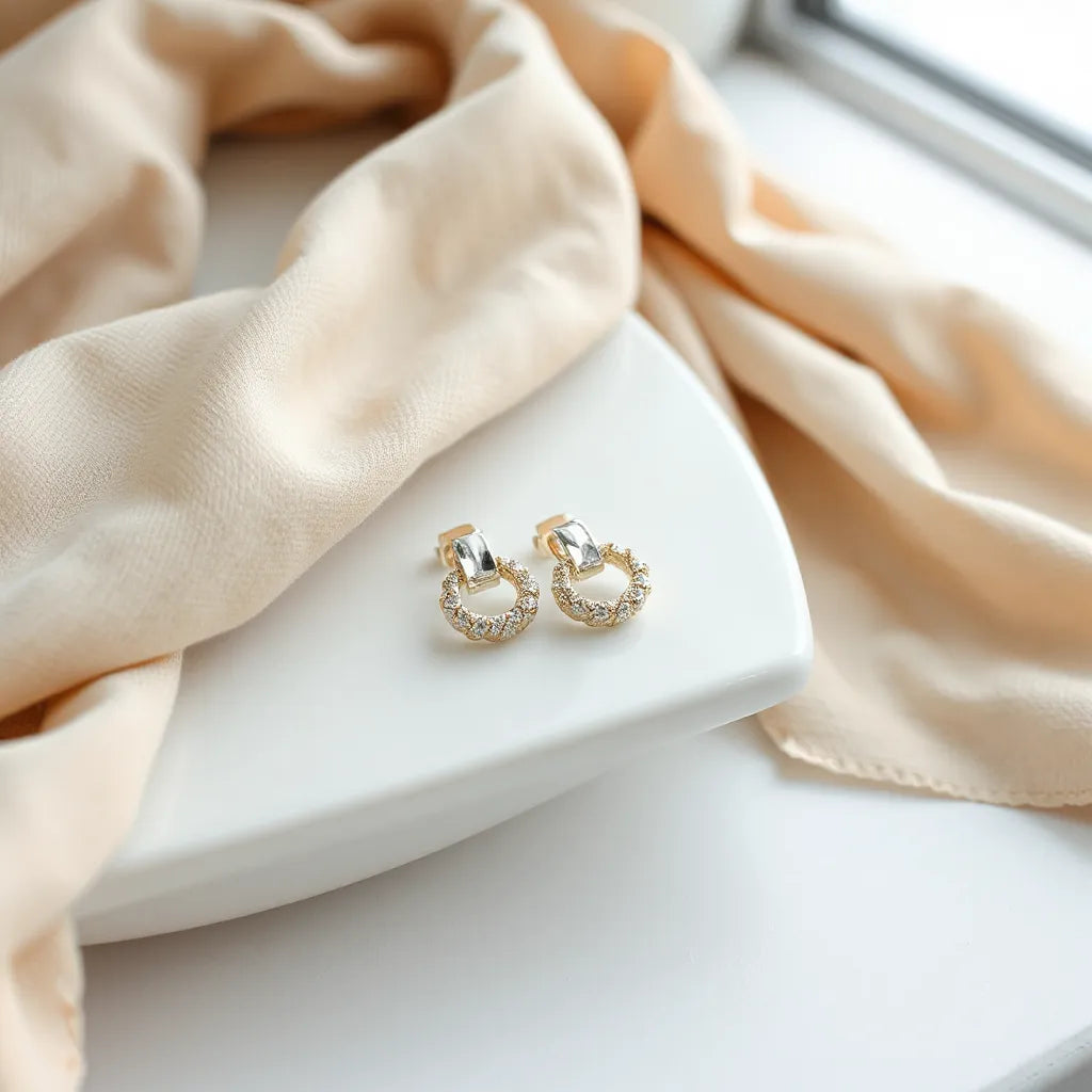 Pair of elegant clip on earrings for women displayed on a clean surface with soft neutral accessories