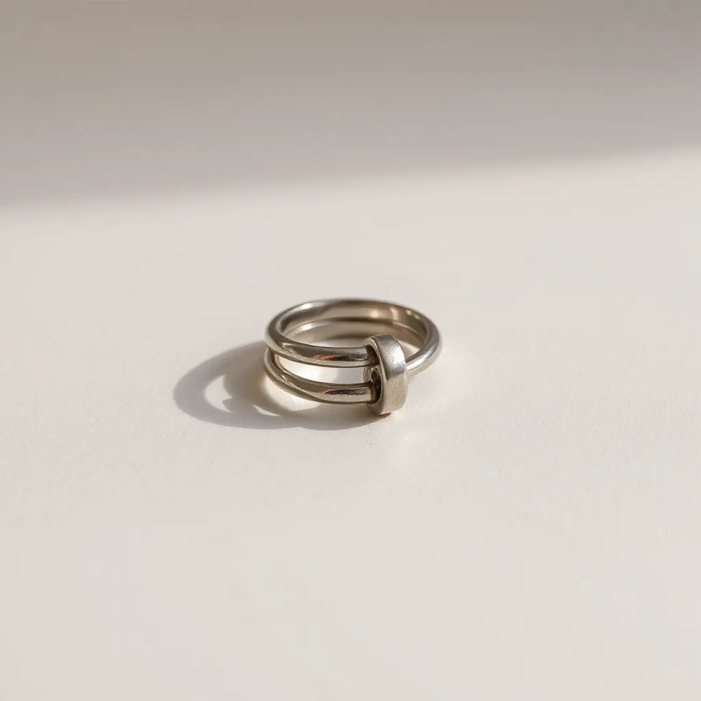 Adjustable ring with an adjustable band shown in close-up on a neutral background