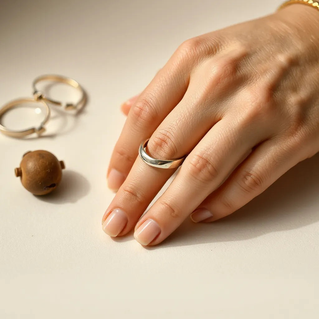 Modern open rings with unique design details displayed on a soft neutral background