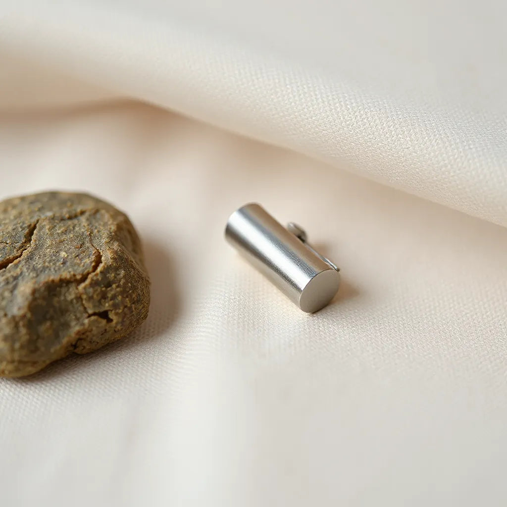 Elegant pair of clip-on ear earrings resting on neutral fabric in natural light