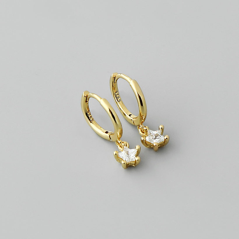 Pendientes de oro laminado con colgante de estrella de Zirconia Retro al por mayor