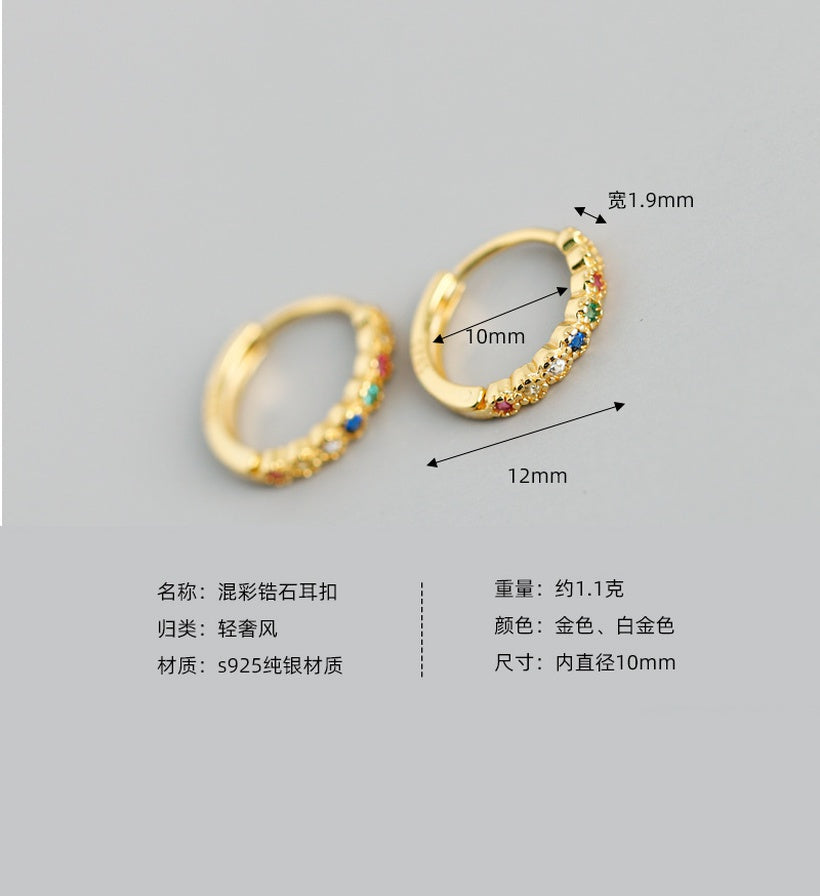 Pendientes de oro laminado de circón de color mezclado al por mayor