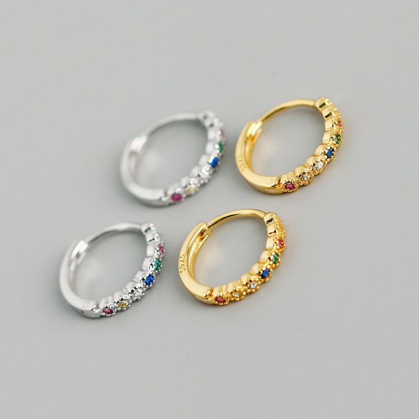 Pendientes de oro laminado de circón de color mezclado al por mayor