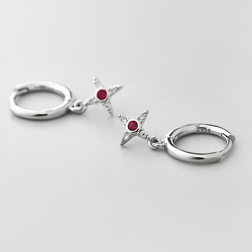 Pendientes colgantes de circón rojo cruzado retro al por mayor