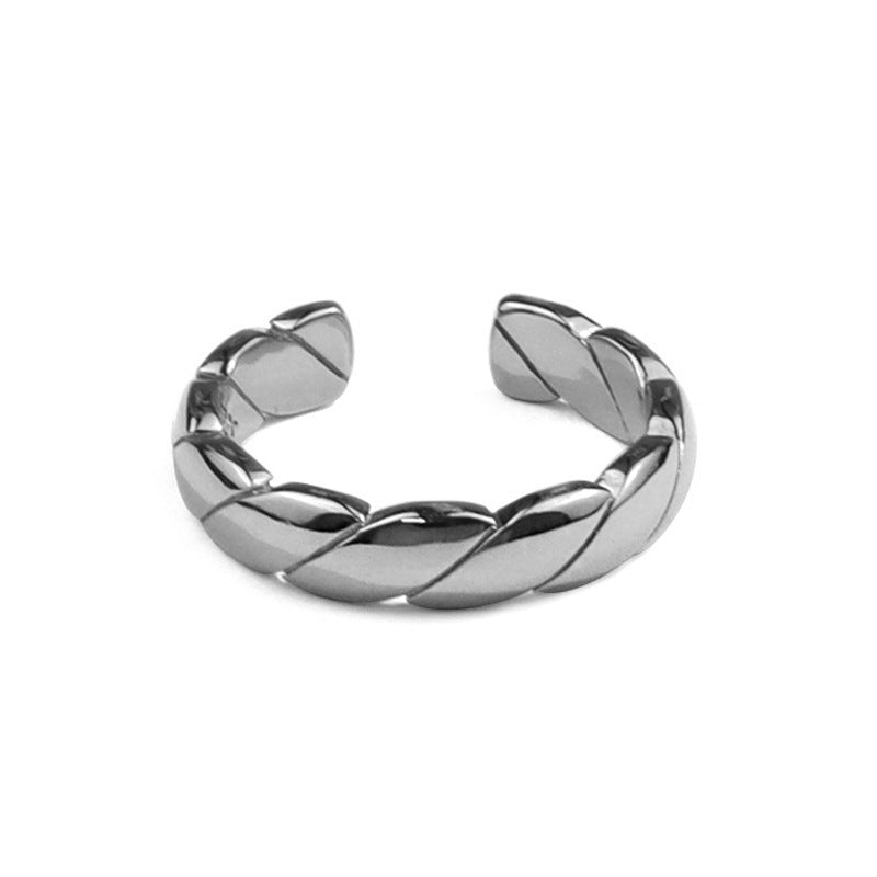 Hip Hop Retro Twist Ring Womens Simple moda Ins Cold Style Anillo de dedo índice intercambiable Temperamento Joyería de mano salvaje