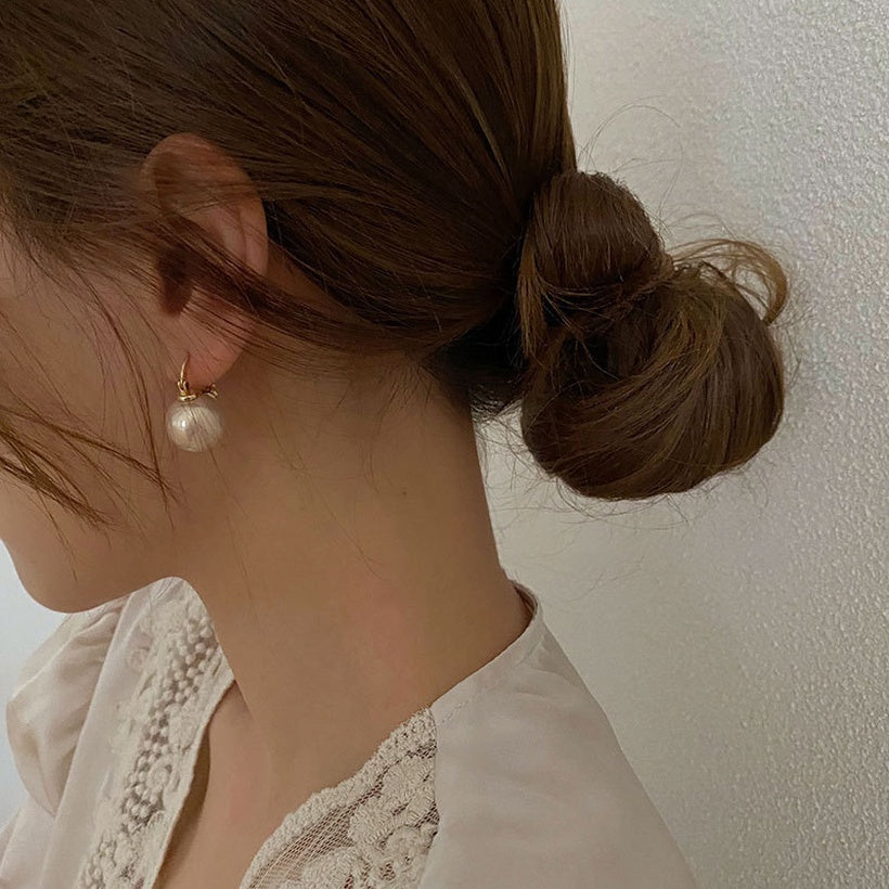 Pendientes grandes de perlas, pendientes coreanos con gancho para la oreja, pendientes de temperamento, joyería para las orejas