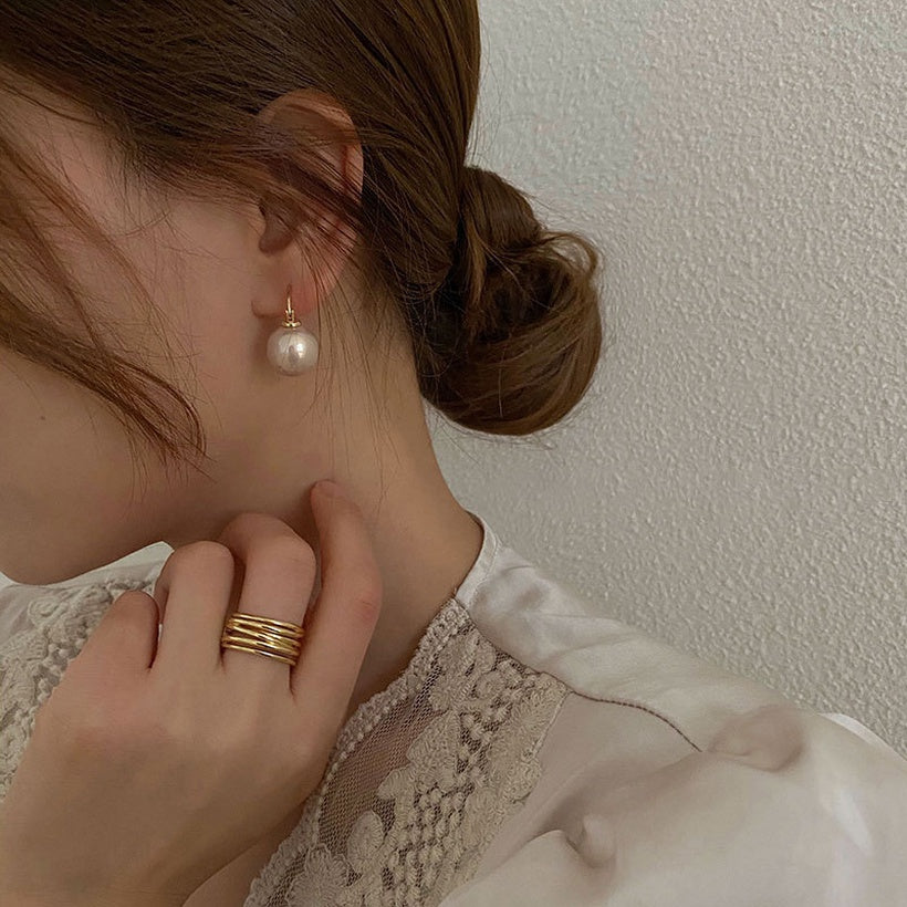 Pendientes grandes de perlas, pendientes coreanos con gancho para la oreja, pendientes de temperamento, joyería para las orejas