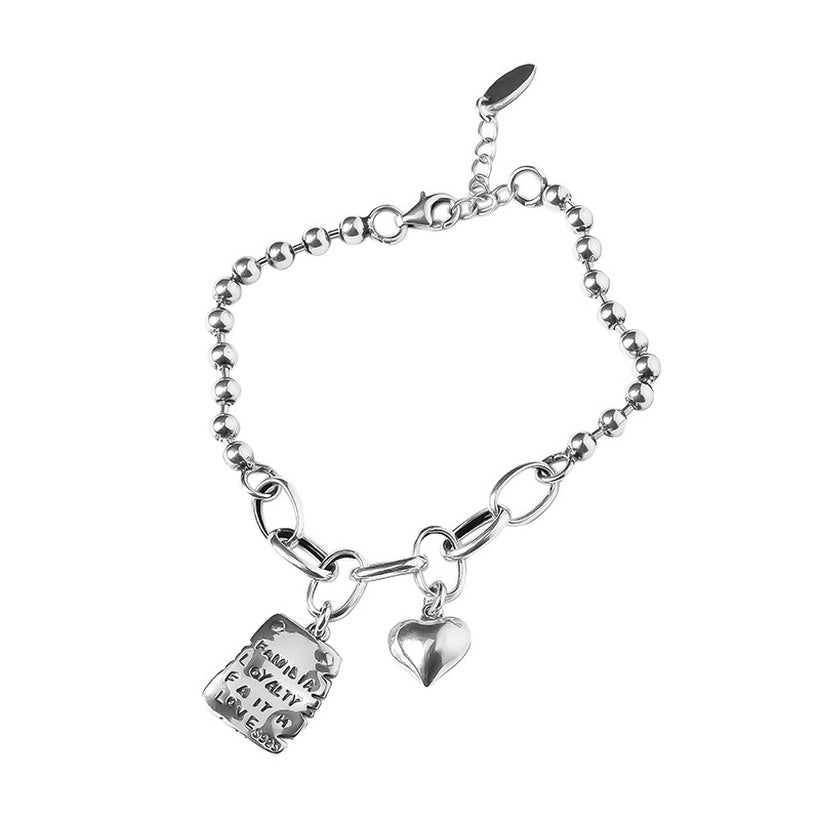 Bola redonda corazón pulsera mujer simple letra cuadrada marca moda nicho diseño retro pareja joyería