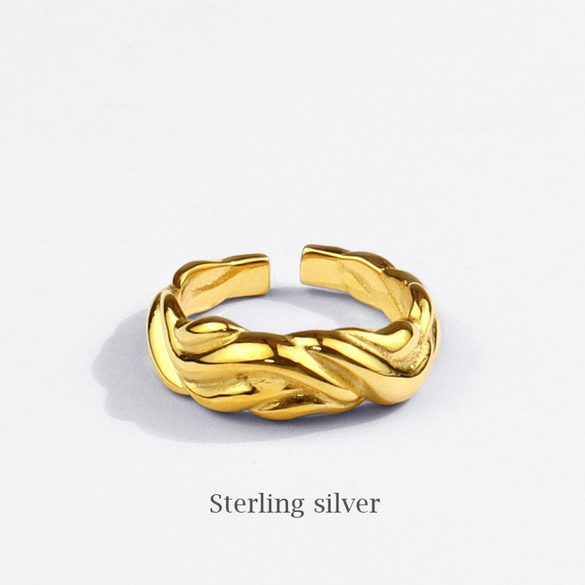 Anillo de dedo índice de patrón de onda de moda coreana anillo de apertura geométrica de diseño simple