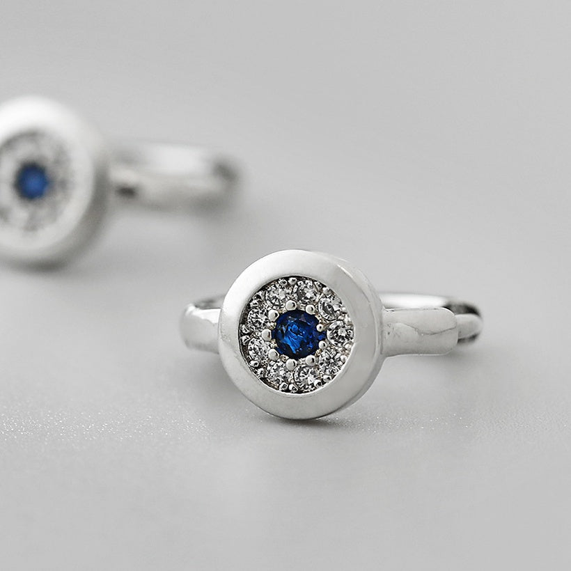 nuevos pendientes de oro laminado de circón de ojo azul al por mayor