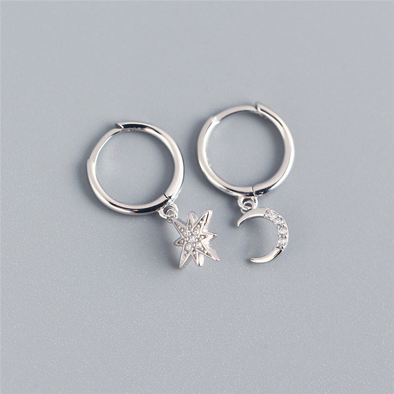 Pendientes de botón de nueva moda Luna Estrellas Pendientes simples