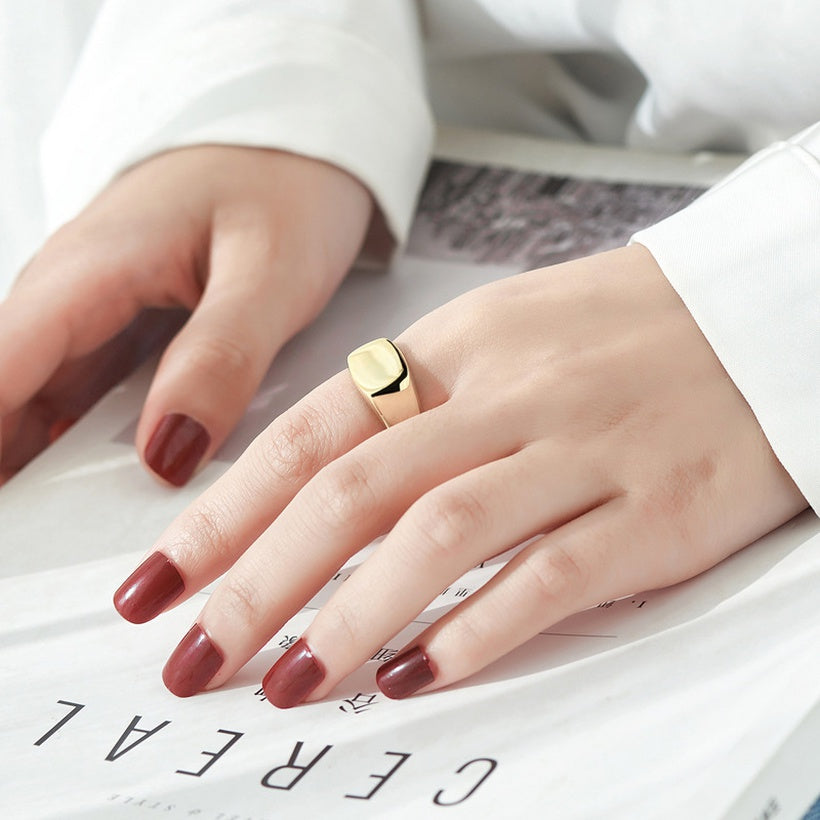 Anillo de moda Simple en Europa y América anillo ajustable de apertura cuadrada de superficie de paisaje Simple generoso y personalizado clásico