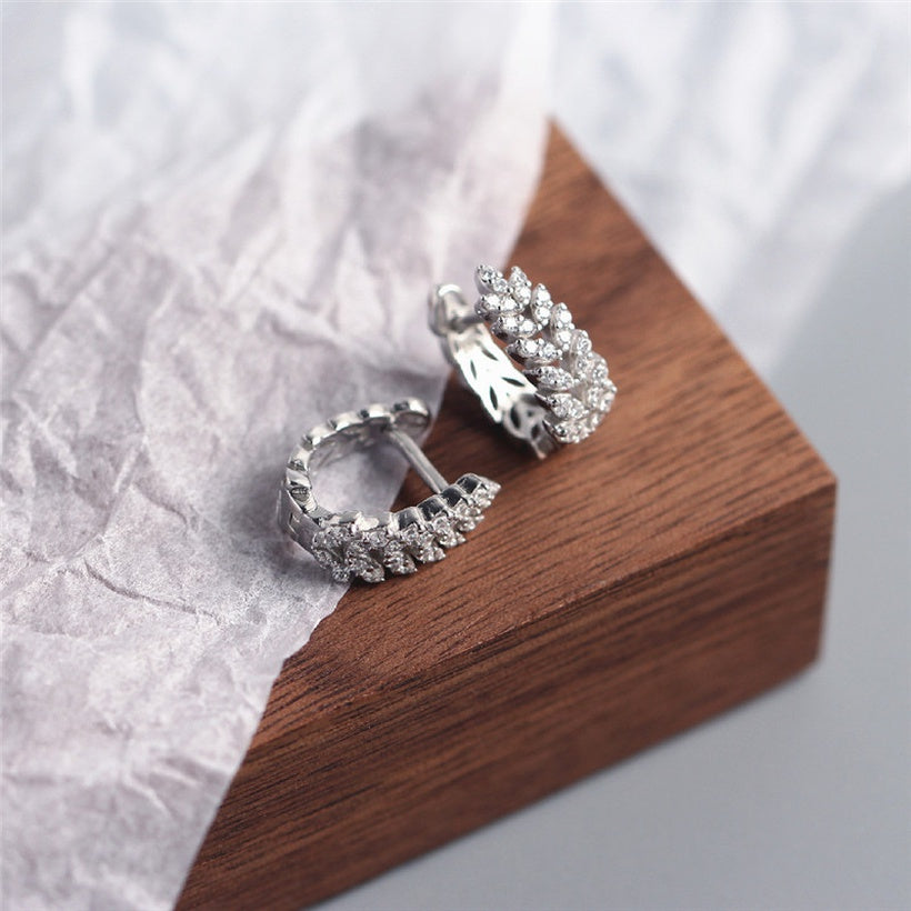 2021 nuevos pendientes de trigo de diamante completo Lux de entrada europea y americana, pendientes de plata con Clip de oreja de alta calidad salvaje para mujer