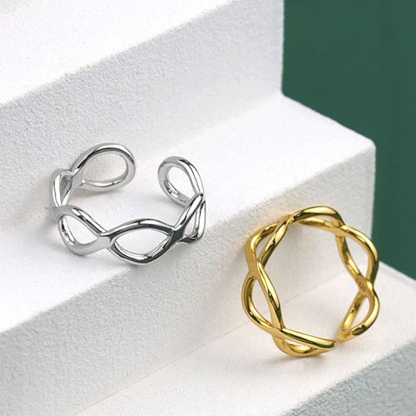Anillo abierto geométrico con sentido de diseño de nicho de anillo hueco con personalidad coreana