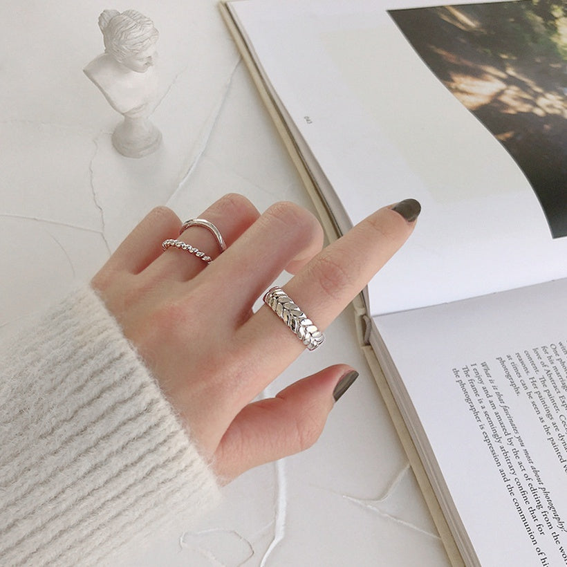 2021 nuevo anillo de cadena tejido exquisito para mujer moda estilo Simple diseño de nicho abierto índice dedo anillo de moda