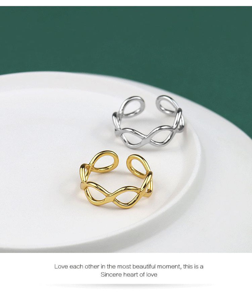 Anillo abierto geométrico con sentido de diseño de nicho de anillo hueco con personalidad coreana