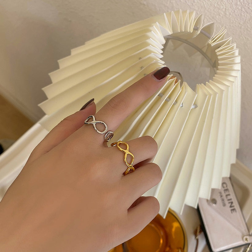 Anillo abierto geométrico con sentido de diseño de nicho de anillo hueco con personalidad coreana