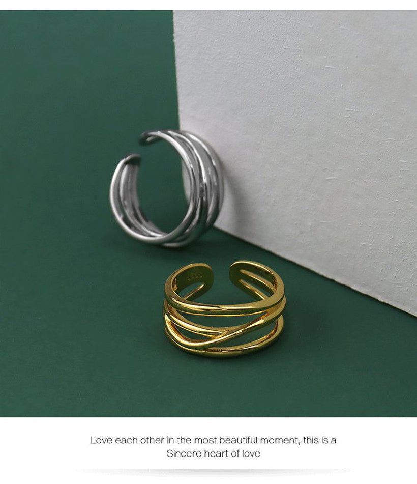 Nuevo anillo coreano de línea multicapa, accesorios de estilo simple, anillo de dedo índice geométrico con personalidad