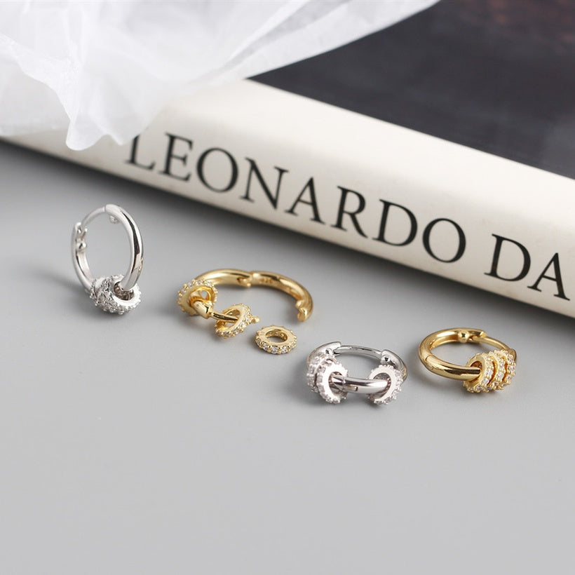 2021 nuevo estilo japonés y coreano ligero de lujo para mujeres DualWear actividad anillo de diamantes cuentas de transferencia temperamento oreja Clip pendientes para mujeres