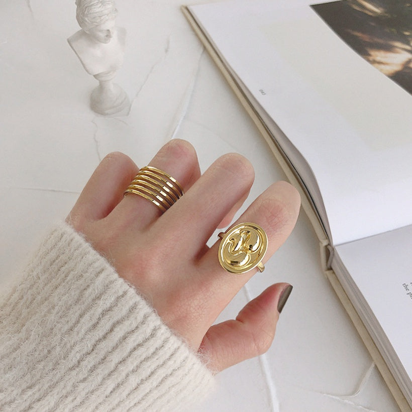 Anillo de bobinado multicapa coreano, línea de moda, anillo de comida, anillo de apertura de personalidad