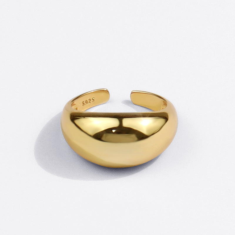anillo simple liso simple moda creativa apertura geométrica anillo de oro laminado de temperamento ajustable