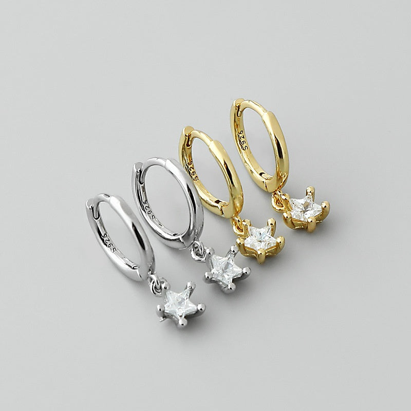 Pendientes de oro laminado con colgante de estrella de Zirconia Retro al por mayor