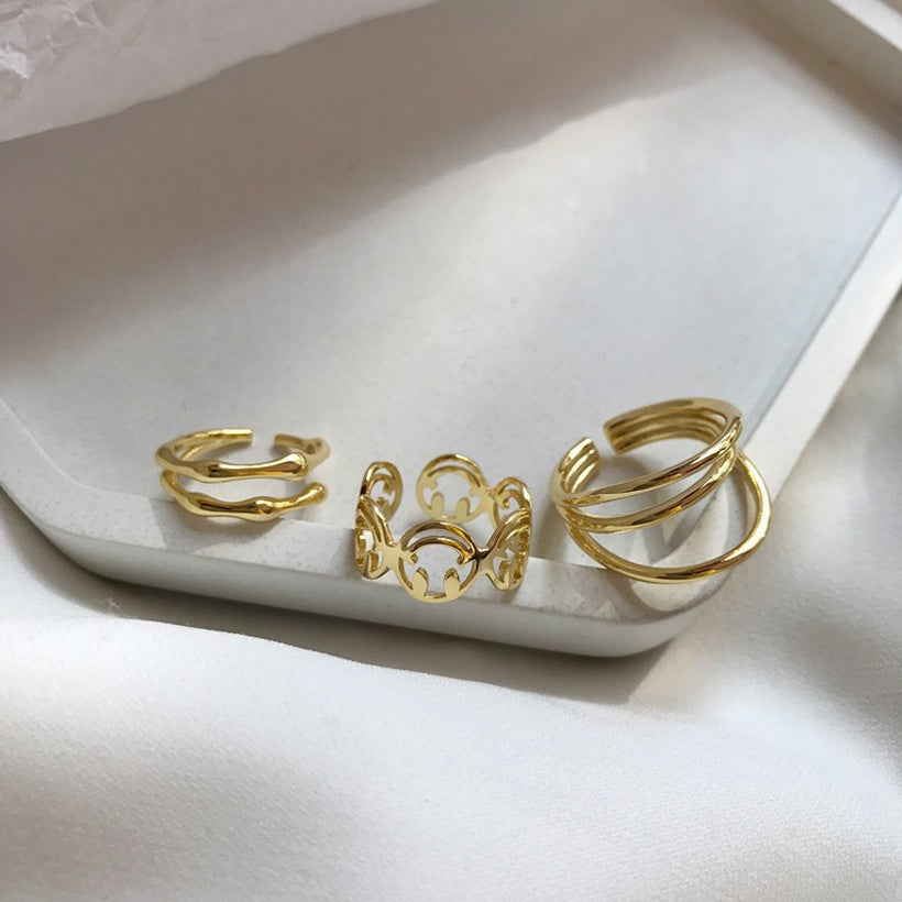 Anillo de línea multicapa de moda estilo coreano para mujer Ins Niche Normcore Bag Simple personalidad abierto índice dedo anillo de moda