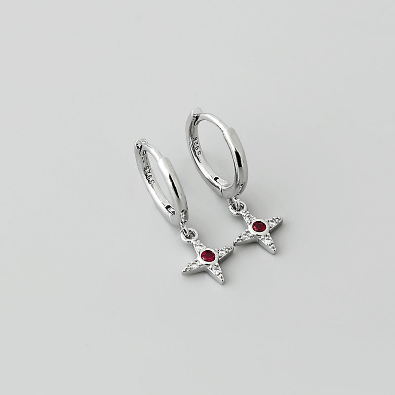 Pendientes colgantes de circón rojo cruzado retro al por mayor