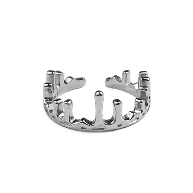 Versión coreana del anillo de dedo irregular ajustable con apertura en forma de corona