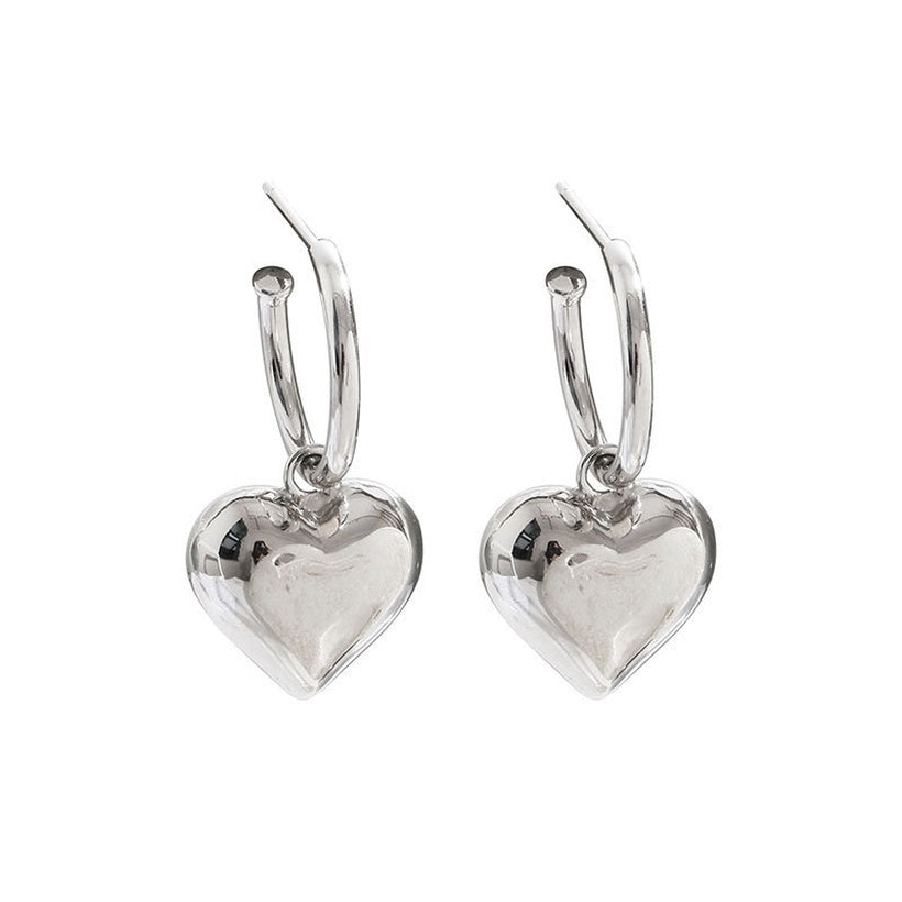 Pendientes de corazón de amor para mujer, nueva moda en línea, círculo de personalidad de moda roja, entrada de temperamento coreano, gancho de oreja de estilo frío Lux