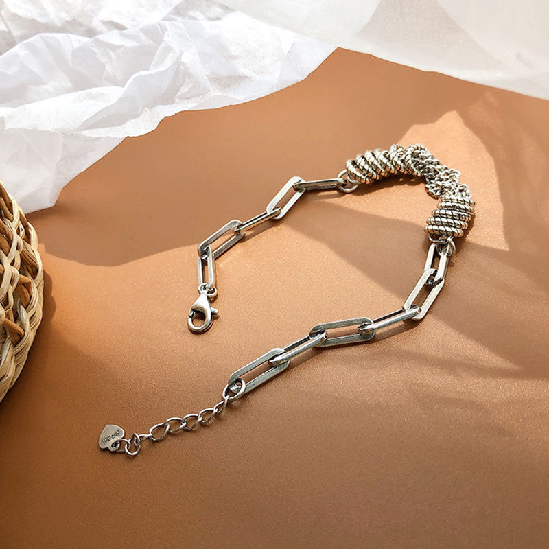 Pulsera de costura de círculo de corazón retro diseño de nicho femenino pulsera en forma de corazón de cadena trenzada