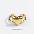 Nuevo anillo de corazón de moda para mujer, anillo en forma de corazón de moda hueca de temperamento simple