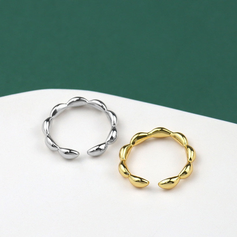 Versión coreana del diseño de anillo en forma de oliva sentido geométrico anillo abierto al por mayor