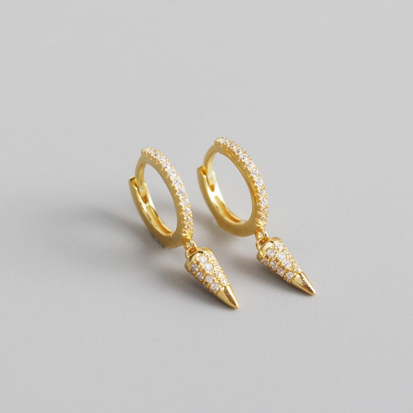 Pendientes de temperamento de moda personalizados con hebilla de oreja de diamante cónico geométrico nuevo 2021