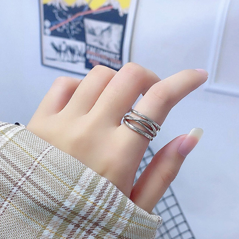 Nuevo anillo coreano de línea multicapa, accesorios de estilo simple, anillo de dedo índice geométrico con personalidad