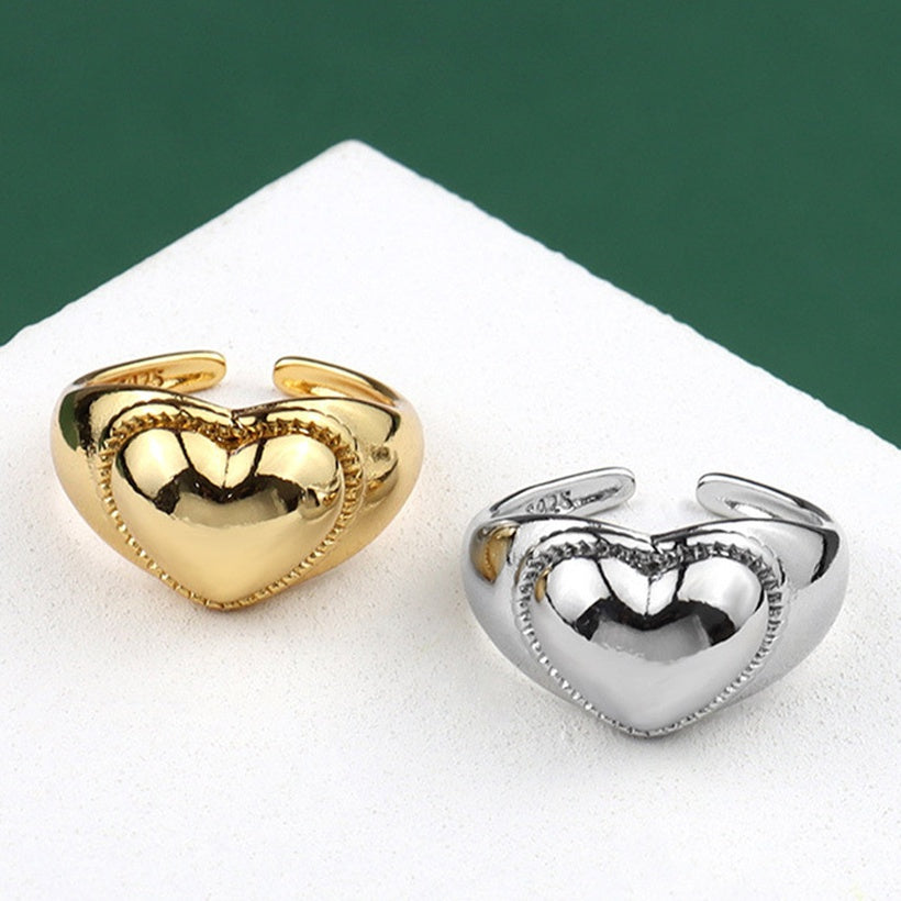 Anillo de apertura en forma de corazón coreano anillo de pareja salvaje simple anillo de dedo índice