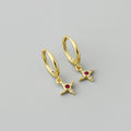 Pendientes colgantes de circón rojo cruzado retro al por mayor