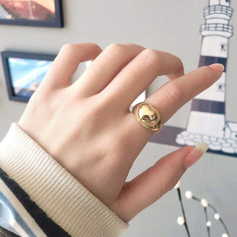 Anillo de apertura en forma de corazón coreano anillo de pareja salvaje simple anillo de dedo índice