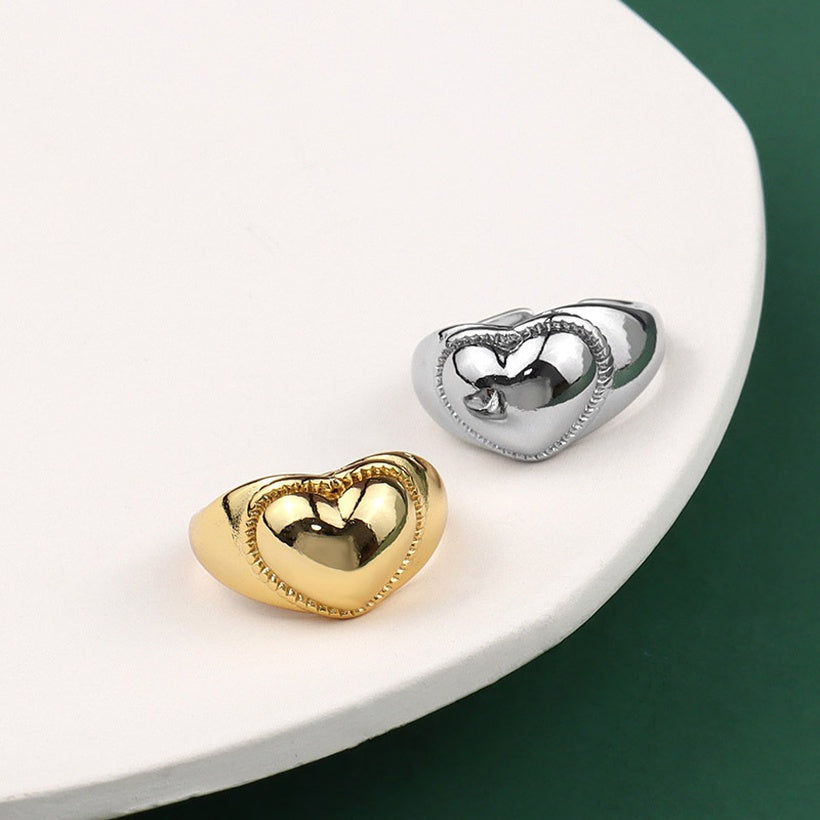 Anillo de apertura en forma de corazón coreano anillo de pareja salvaje simple anillo de dedo índice