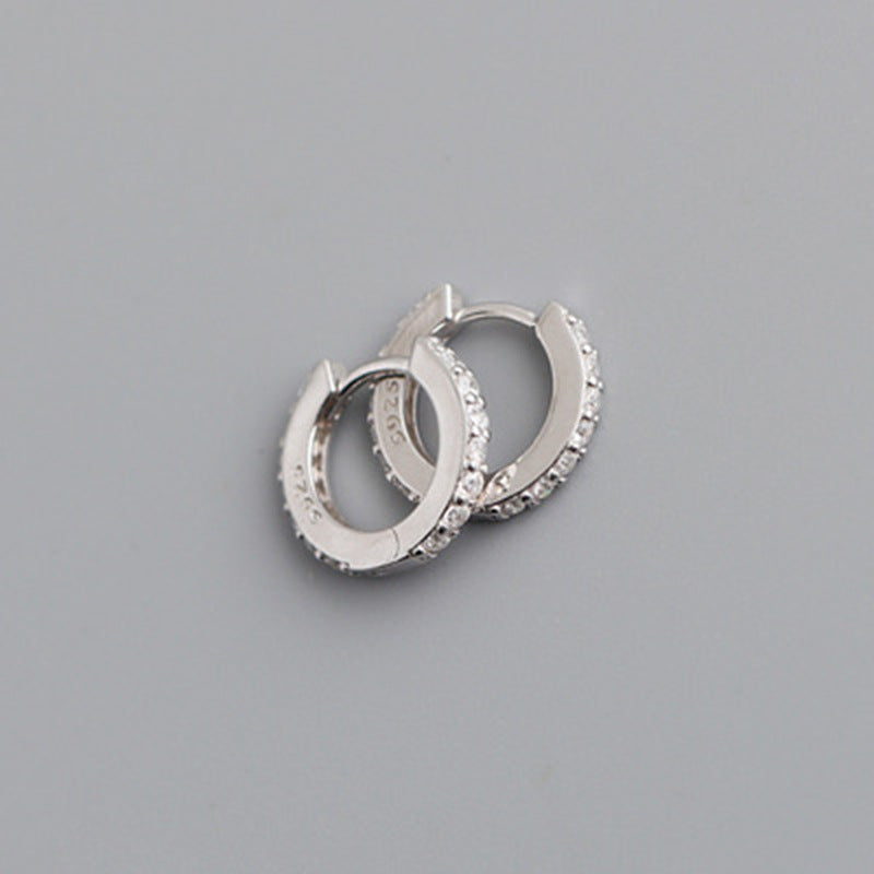 2021 nuevo extranjero Comercio 7 mm Europa y América Cross Border S925 Silver round MicroInlaid Color Zircon Pendientes Pendientes para mujer