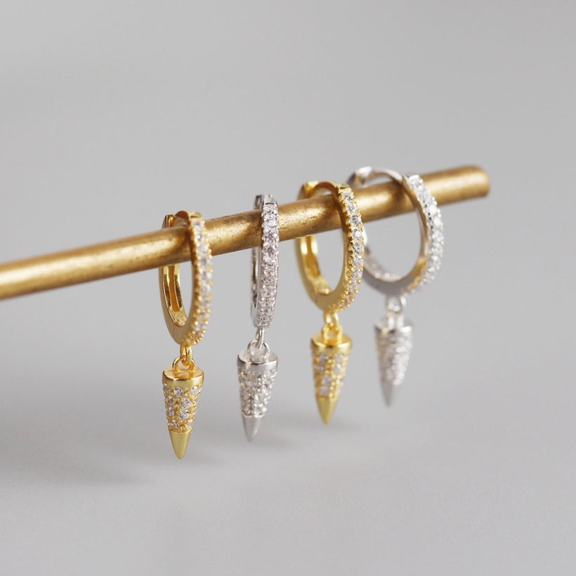 Pendientes de temperamento de moda personalizados con hebilla de oreja de diamante cónico geométrico nuevo 2021