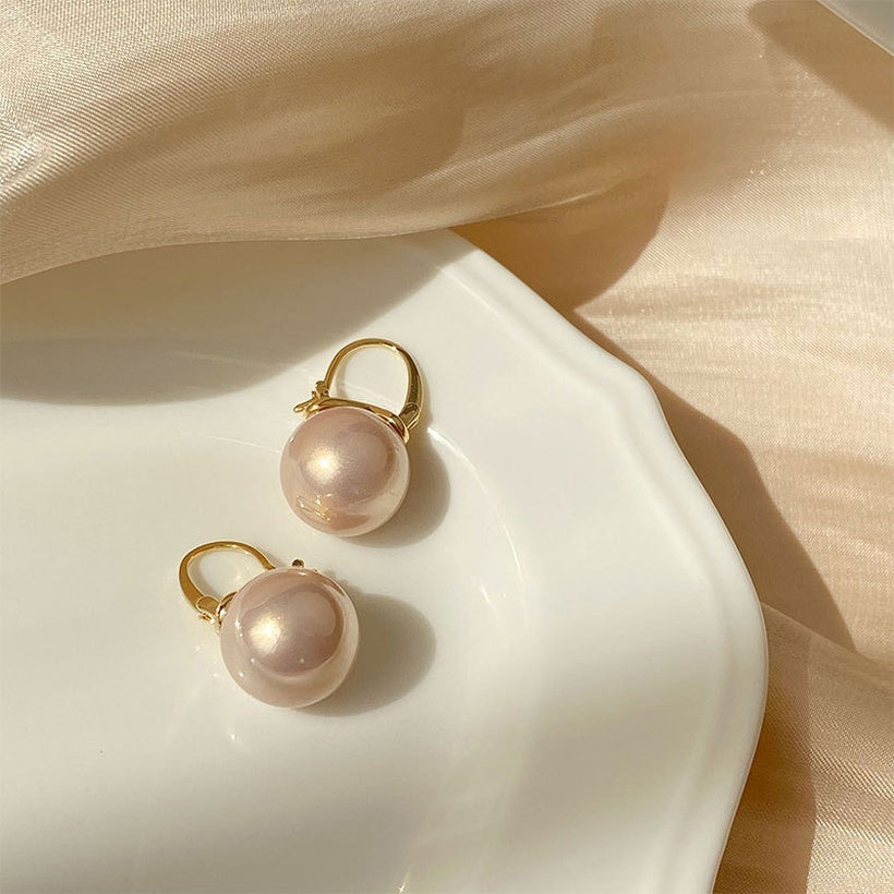Pendientes grandes de perlas, pendientes coreanos con gancho para la oreja, pendientes de temperamento, joyería para las orejas