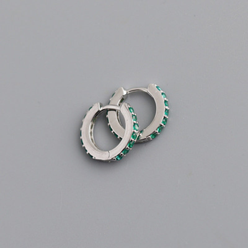 2021 nuevo extranjero Comercio 7 mm Europa y América Cross Border S925 Silver round MicroInlaid Color Zircon Pendientes Pendientes para mujer