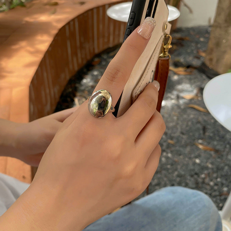 Anillo de dedo índice brillante estilo coreano 2021 nueva pulsera de anillo de apertura personalizada de moda Simple Oval Ins
