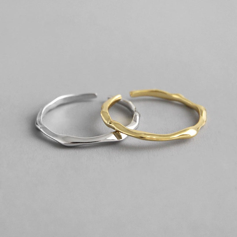 Estilo coreano Irregular Sexo opuesto Onda que fluye Anillo delgado Minimalista Ins Paisaje frío Superficie Anillo abierto para mujeres