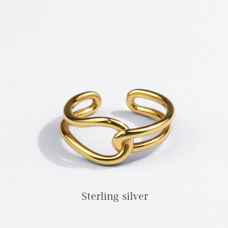 Versión coreana del anillo cruzado de moda femenina anillo de bobinado allmatch anillo de personalidad de doble capa