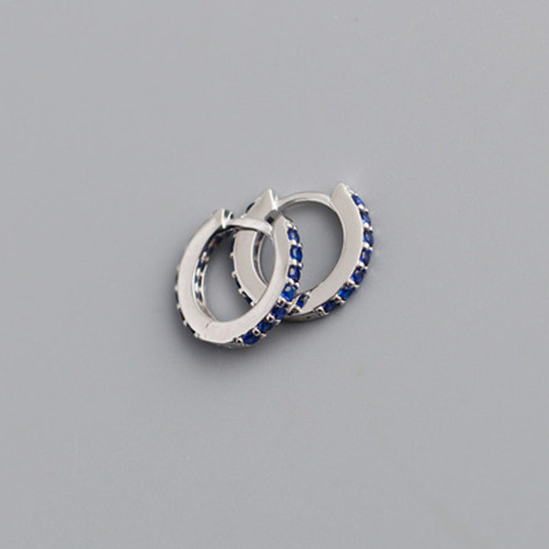 2021 nuevo extranjero Comercio 7 mm Europa y América Cross Border S925 Silver round MicroInlaid Color Zircon Pendientes Pendientes para mujer