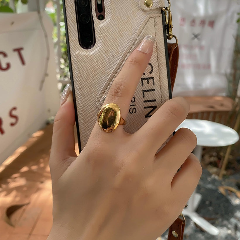 Anillo de dedo índice brillante estilo coreano 2021 nueva pulsera de anillo de apertura personalizada de moda Simple Oval Ins