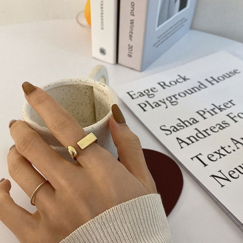 Anillo de apertura geométrica en forma de U simple anillo de dedo índice sexy de moda