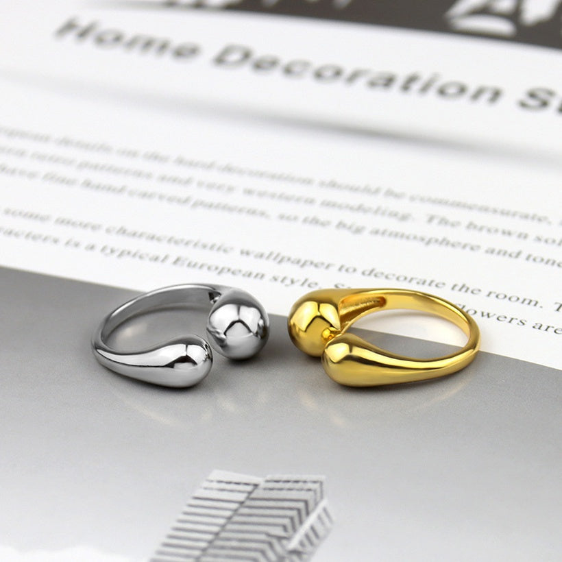 Nuevo anillo de moda europeo y americano diseño simple anillo de apertura de gota de agua al por mayor